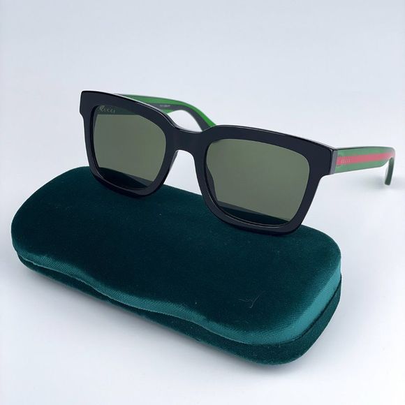NEW GUCCI GG0001SN 002 Black Green Grey Square Unisex Sunglasses - Picture 2 of 14